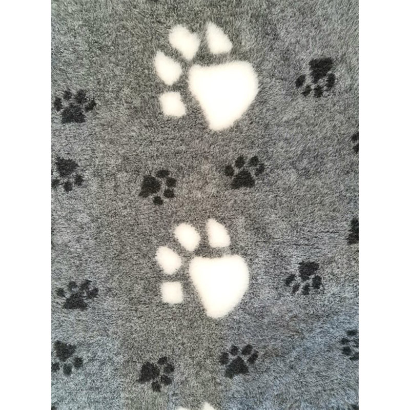 VetBed non-slip Lysegrå med poter