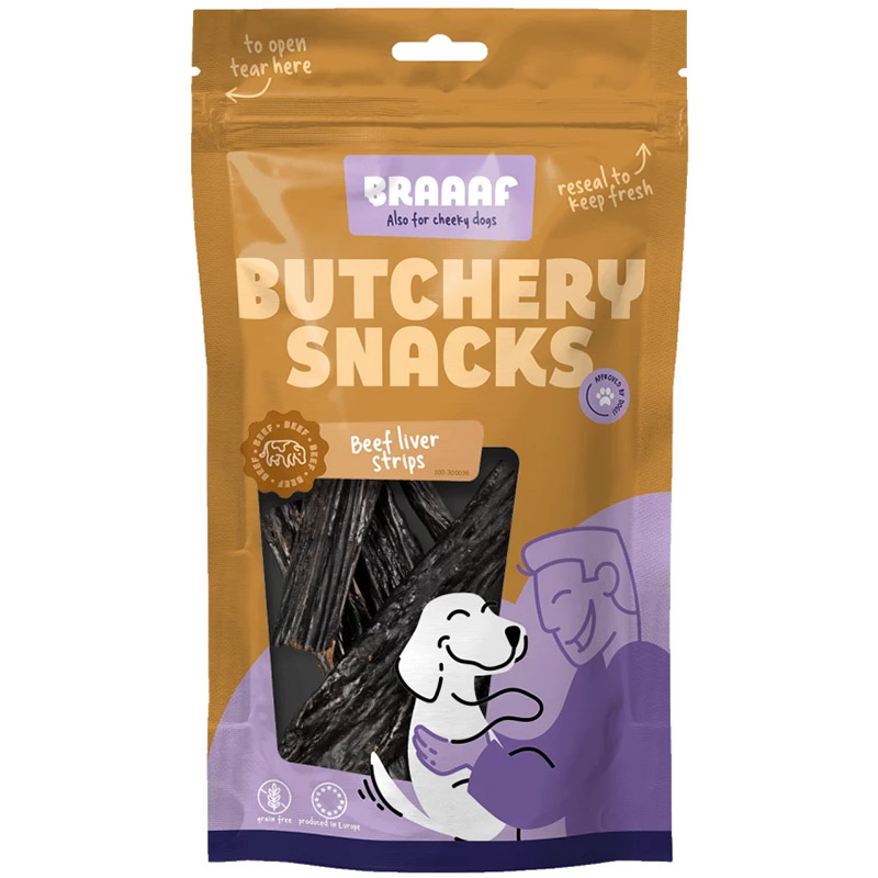 Braaaf Butchery Snacks Okselever Strimler 150g