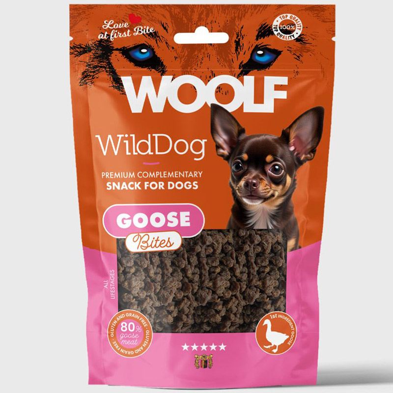 Woolf WildDog Soft Gås Bites 100g